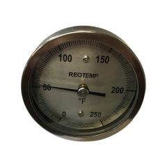THERMOMETER-DIAL 3IN X 1/2IN MNPT, 4IN STEM, REAR MNT. 0-250 DEG F